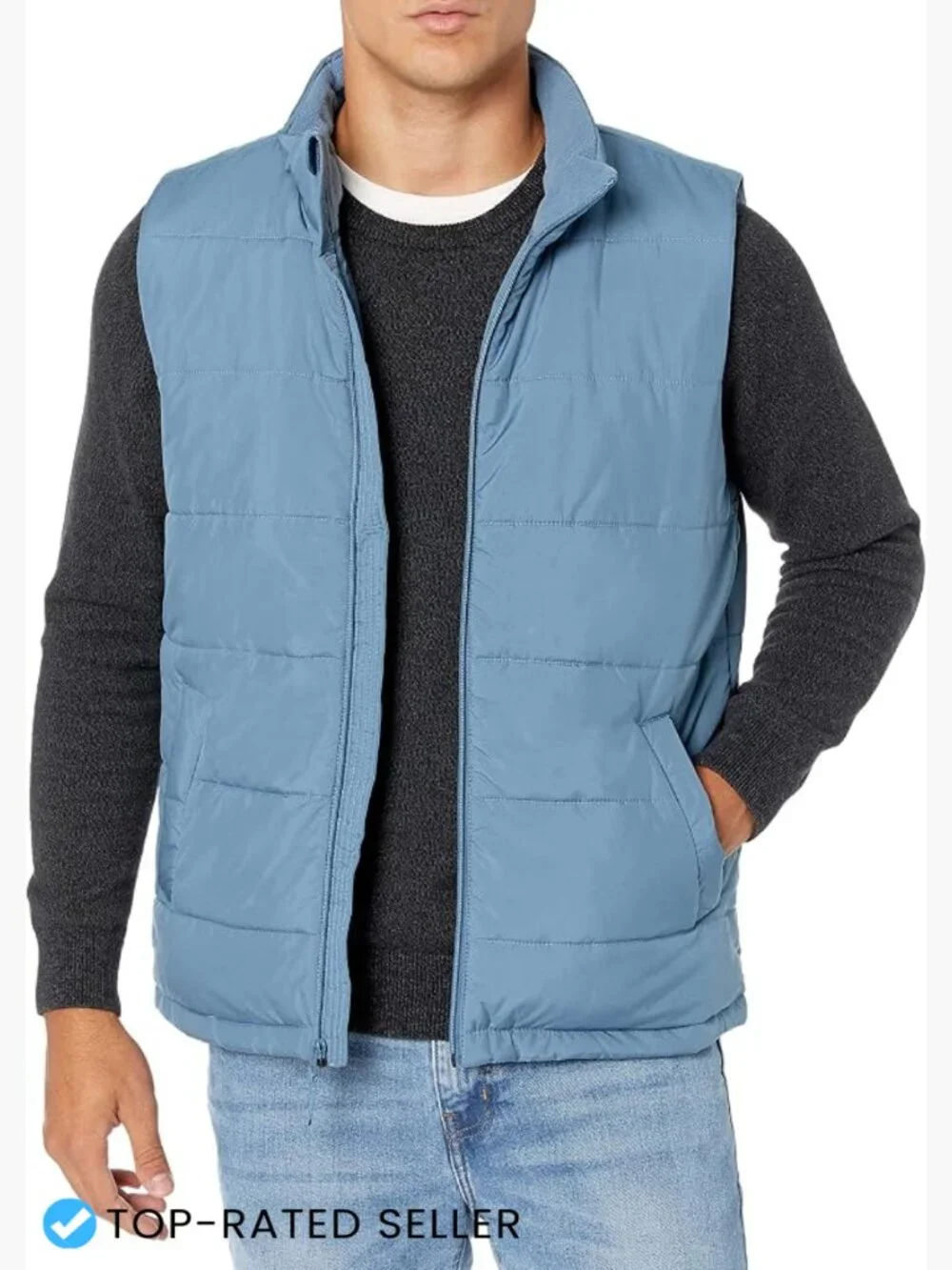 Men's Mid-Weight Puffer Vest Regular Fit Full Zip Quilted Insulated Warm Fleece